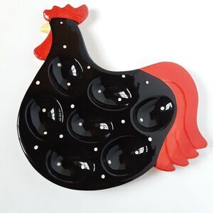 Vintage Ceramic Chicken Rooster Devil Egg Tray